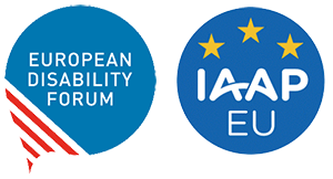Logo's van IAAP EU en European Disability Forum